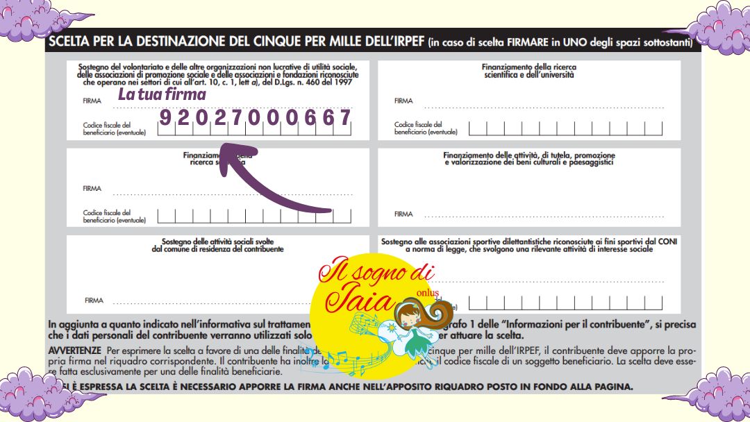 Come donare il 5x1000 | Il Sogno di Iaia Onlus